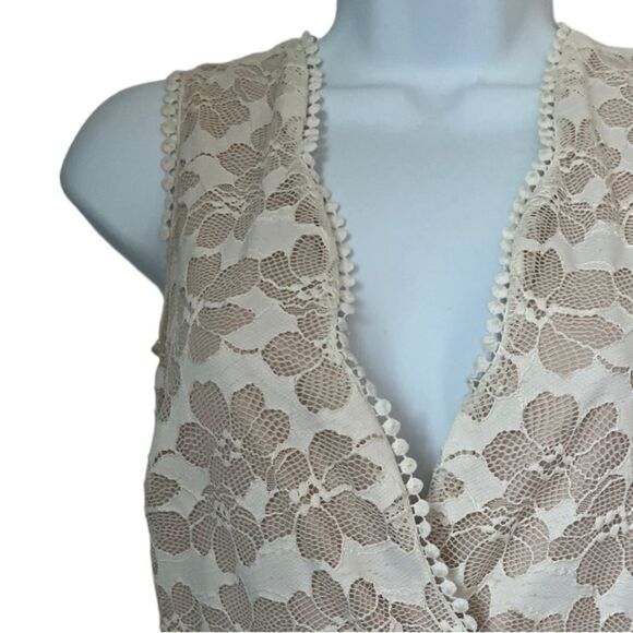 Mystic Juniors Fit and Flare Lace V Neck Sleeveless Romantic  Lace Mini Dress M - Picture 7 of 8